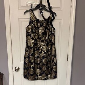 Eliza J Black and Gold Floral Mini Dress